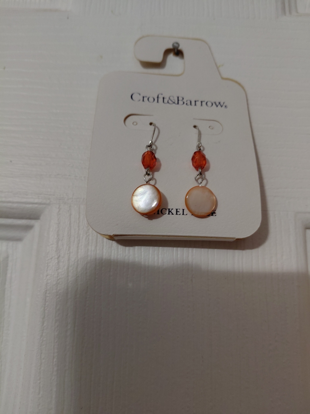 croft & barrow Orange Crystal and Pearl Disc Drop Earrings